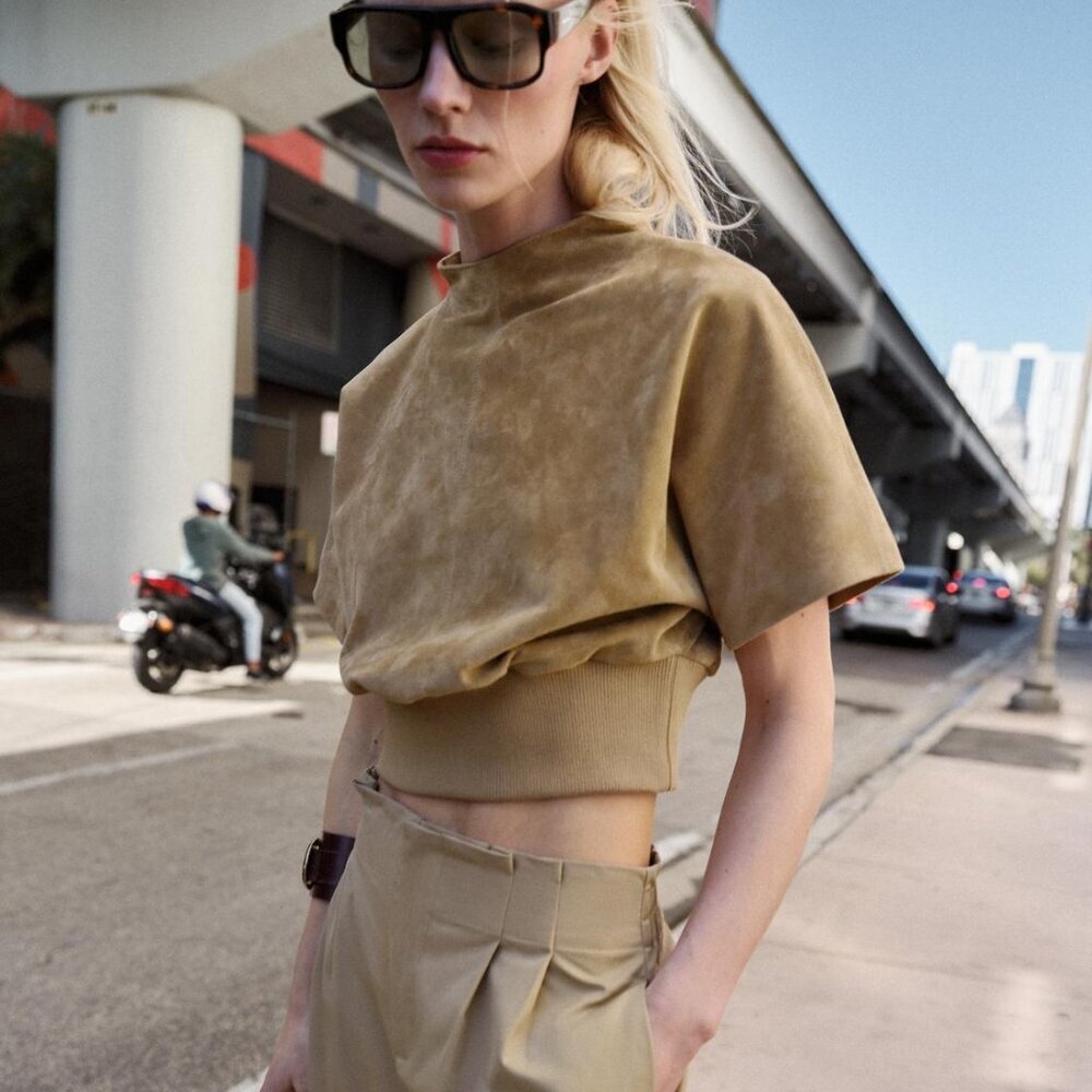 ZARA 100% SUEDE LEATHER TOP